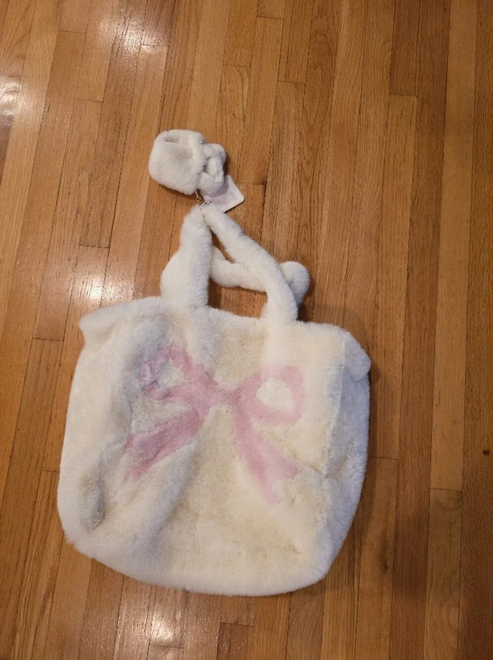 Fluffy Bow Tote And Mini Purse